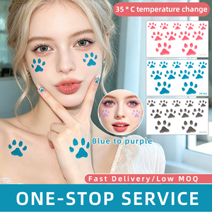 Adesivi per Tatuaggi Temporanei Termocromici a Forma di Zampa di <span class=keywords><strong>Cane</strong></span>, da Blu a Viola, Non Tossici, Sensibili alla Temperatura, Consegna Rapida all'Ingrosso - Product Image 1