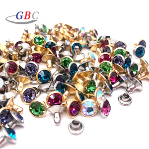 Vente en gros de boutons à rivets en laiton sans nickel GBC ND01 avec strass pour vêtements en cuir, chaussures, sacs - Product Image 5
