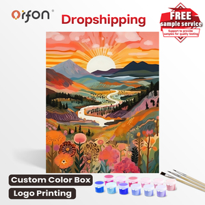 Kit de <span class=keywords><strong>Peinture</strong></span> <span class=keywords><strong>par</strong></span> Numéros Paysage Montagneux <span class=keywords><strong>Abstrait</strong></span> au Lever du Soleil, Ensemble de <span class=keywords><strong>Peinture</strong></span> à l'Huile sur Toile DIY pour Adultes, Enfants et Débutants - Product Image 1