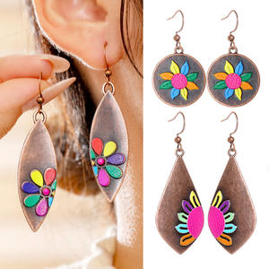Pendientes de Girasol Hechos a Mano, Pendientes Colgantes con Diseño de Girasol y Margarita, Estilo Bohemio, Color Sol, <span class=keywords><strong>para</strong></span> Mujer - Product Image 1