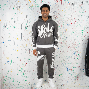 2026 Custom Men Tracksuit Set Fleece Lined 500g Spandex/Polyester Acid Wash Solid Gym Sport Wear Hoodie Jogger Two Piece - Product Image 1