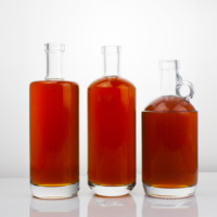 Bouteilles en verre rondes en liège personnalisées pour rhum, whisky, vodka, tequila, spiritueux, 750 ml, luxe, écologiques, sérigraphiées