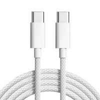 Kabel Tipe C ke C 2m Nylon Braided PD 60W Laris untuk IPhone15, Pengisian Cepat 3A dengan Jaket TPE