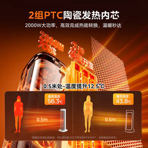 Calentador Eléctrico Midea HFS20ALT 20 con Calefacción de Grafeno, Calentamiento Rápido, Funcionamiento Silencioso, para Hogar, Sala de Estar, Dormitorio, Oficina - Product Image 3