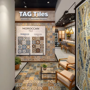 Achetez des carreaux de céramique marocains émaillés 300x300mm, carreaux décoratifs pour sols et murs, pour une utilisation intérieure dans les écoles et les villas - Product Image 2