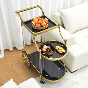 รถเข็นสำหรับจัดเลี้ยงอาหารไวน์ทำจากแก้วโลหะหรูหรารถเข็นสำหรับเสิร์ฟเครื่องดื่มในบาร์โรงแรมร้านอาหารรถเข็นสำหรับจัดงานแต่งงาน - Product Image 4