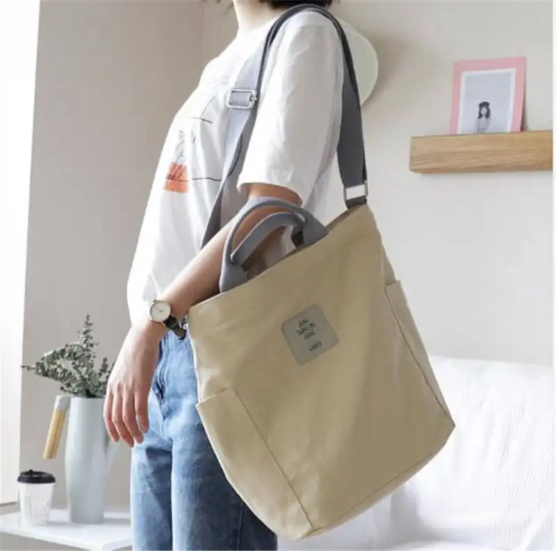 Female Bag 2021 Korean Version of The New Student Messenger Shoulder Bag Canvas Handbag Large Capacity Bucket Bag
