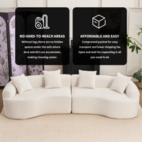 Canapé modulaire sectionnel incurvé sans structure, blanc, haute densité, 110 pouces, avec fonction couchage et inclinaison, pour salons modernes et hôtels