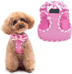 Harness Anjing Kecil Berbahan Jaring Lembut Motif Kotak-kotak, Harness <span class=keywords><strong>Vest</strong></span> Anti Tarik untuk Anjing Betina, Kucing, dan Anak Kucing, Warna Pink - Product Image 1