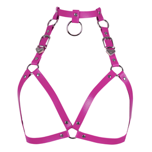 Harnais de corps en similicuir style punk Harajuku <span class=keywords><strong>Catwoman</strong></span> grande taille avec collier, soutien-gorge cage, sangles de poitrine réglables, motif cœur <span class=keywords><strong>sexy</strong></span> - Product Image 3