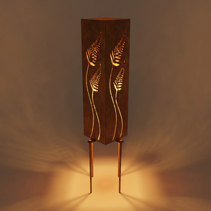 Lampe de jardin géométrique moderne en acier corten, colonne lumineuse carrée pour jardin contemporain - Product Image 2