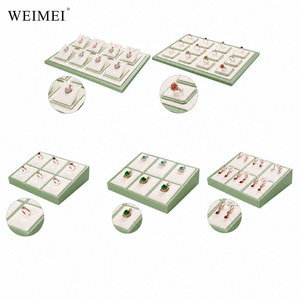 WEIMEI Présentoirs à bijoux vert sauge en velours crème pour pendentifs, bagues, colliers, boucles d'oreilles et autres, pour boutique de bijoux et ensemble de présentation - Product Image 3