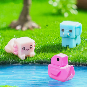 Cute Cube Animal Figurine Miniatures for Doll's House Accessories Mini Flamingo <b>Frog</b> Resin Statue Ornaments Garden Decorations - Product Image 4