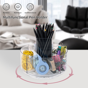 Praise-caja de almacenamiento para suministros de oficina, estante de almacenamiento de escritorio que puede rotar acrílico transparente - Product Image 2