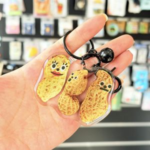 Custom Clear Acrylic Keychain Logo Cartoon Glitter Epoxy Keychain Charm Pin Stand Plastic Key Chain Anime Acrylic Keyring