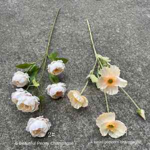 Fleurs artificielles en soie couleur champagne LO-627, fleurs neutres couleur champagne pour événements et centres de table DIY - Product Image 6