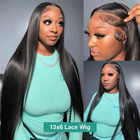 Peluca de encaje HD de cabello virgen en stock, proveedor mayorista, peluca frontal de encaje 13x4 de 14-34 pulgadas con cutícula alineada para mujeres afroamericanas