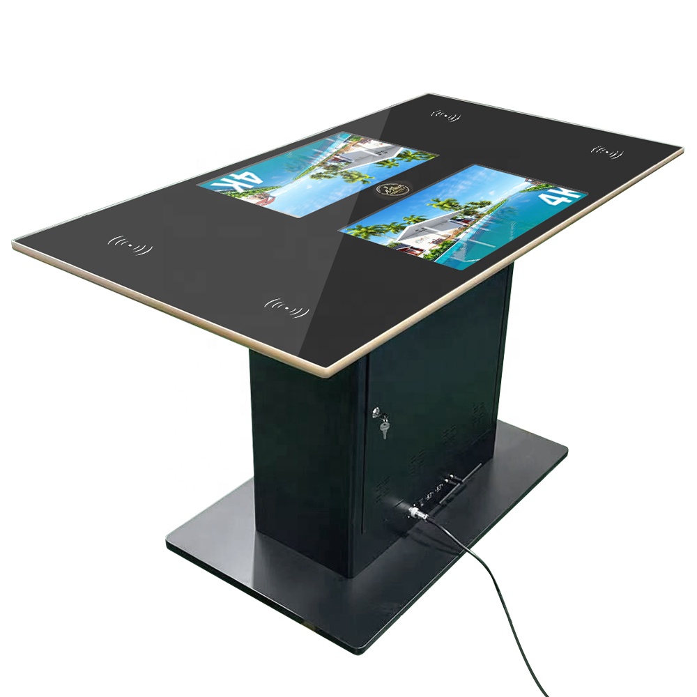 Slimme Koffie Capacitieve Multi Touch Screen Tafel Met Venster 10 Draaibare Digitale Reclame Koisk