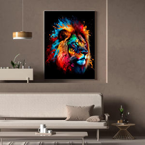 数字によるカスタムペイント炎ライオンリラックスして数字キットによるペイントでアートワークを作成卸売動物の写真 - Product Image 2