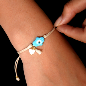 Artivelle Colgante de Concha en Forma de Corazón, Joyería de Moda con Doble Hilo, Amuletos de <span class=keywords><strong>Mano</strong></span> <span class=keywords><strong>Hamsa</strong></span> Azul, Pulseras de Ojo Turco de la Suerte para Mujer, Regalos - Product Image 4