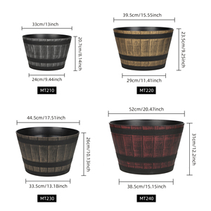 Vasi per Fiori in Plastica PP Ecologici e Leggeri, Design a Botte di Vino, 13/15/17/20 Pollici, con Fori di Drenaggio per Erbe - Product Image 6
