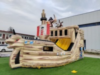 Castillo Inflable Comercial con Tobogán en Forma de Barco Pirata, de PVC EN14960, para Alquiler en Fiestas, Parques de Diversiones y Juegos Infantiles