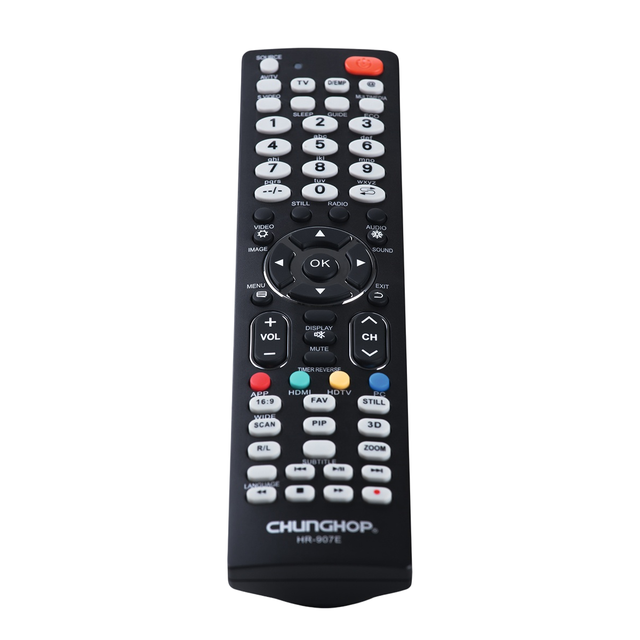 For HR-907E Fixed Code Plastic 63 Buttons 20m Control Universal TV Remote Control Black