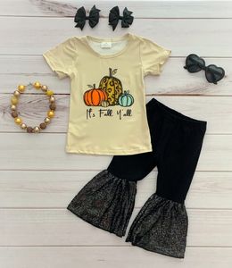 ชุดเสื้อผ้าเด็ก RTS สำหรับฤดูใบไม้ร่วง ชุดน่ารักสำหรับเด็กผู้หญิงตัวเล็ก ชุดเสื้อผ้าเด็กวัยหัดเดินแบบบูติก 2 ชิ้น กางเกงขาบาน ขายส่ง - Product Image 2