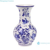 Vase décoratif en céramique de petite taille, style moderne, motif floral bleu et blanc, RXCE11-A-B-C