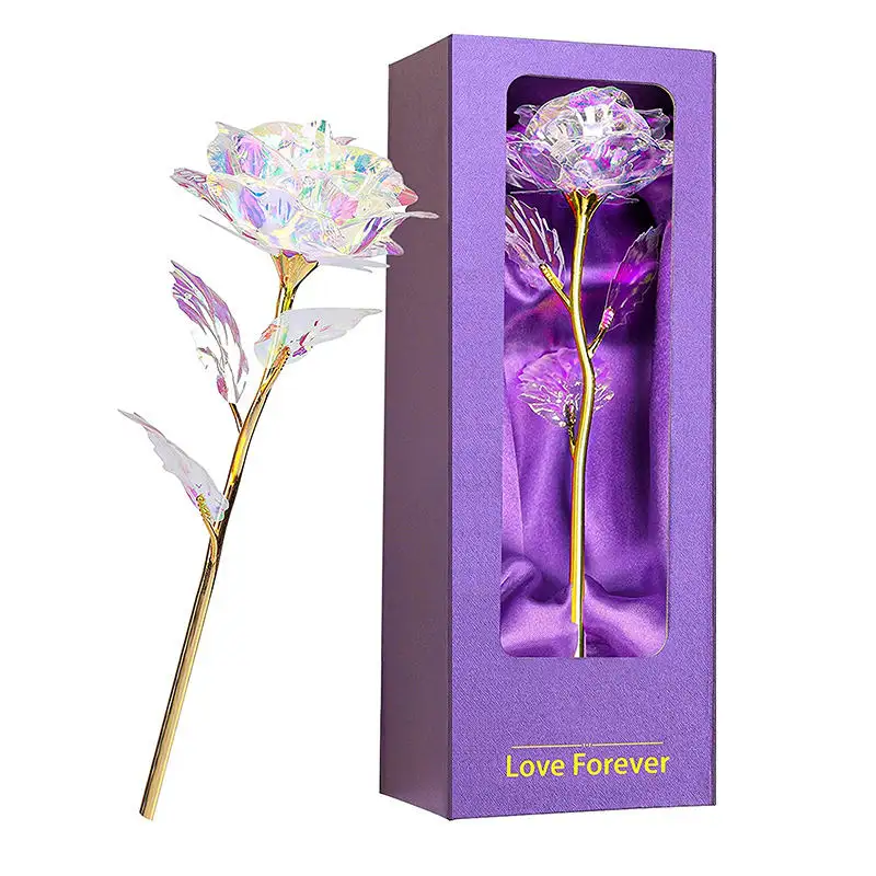 UO Galaxy Rose 24k Galaxy Rose with LED Light Artificial Galaxy Gift Rose Flower for Valentine's Day Gift