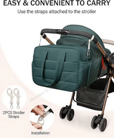 Sac à langer matelassé avec compartiment pour tire-lait et ordinateur portable, sac fourre-tout avec matelas à langer et sangles de fixation pour poussette