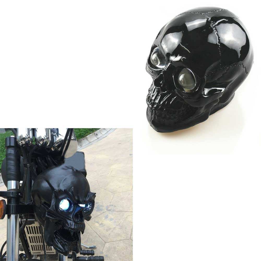 Skull Head LED Headlight Lamp for Harley Chopper \u0026 Electra Glide -  Customizable Motorcycle Lighting, image size:1000x1000