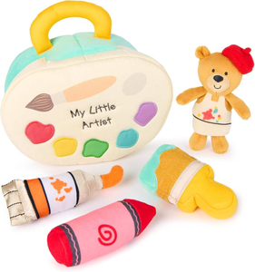 Set de Juguetes de Peluche de 5 Piezas para Bebés, Mi Pequeño Artista, Oso de Peluche de 7.5 Pulgadas con Sonido, Sonajero y Textura Arrugada, Juguetes Sensoriales para Recién Nacidos - Product Image 1