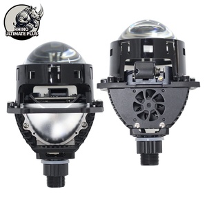 Phare de projecteur Bi <span class=keywords><strong>LED</strong></span> à double lentille laser T1W 55W 6500K Garantie Lentille 3 pouces Ampoule <span class=keywords><strong>LED</strong></span> H7 9-16V - Product Image 1