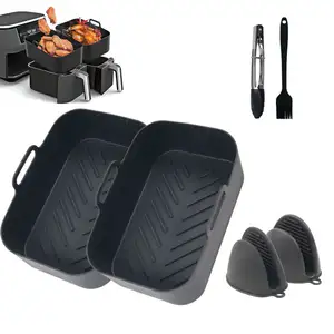 Reusable Air Fryer Basket Accessories 6PCS Silicone Air Fryer Liners Set for Foodi DZ201 & 8 Quart Dual Zone Air Fryers