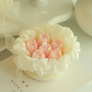 Vela de aromaterapia creativa, paquete de flores de tulipán Rosa romántica, pastel