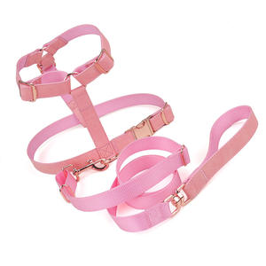 Produsen Oem Odm kustom kualitas tinggi dapat disesuaikan desainer mewah kulit Vegan anyaman nilon tali kekang anjing merah muda - Product Image 4