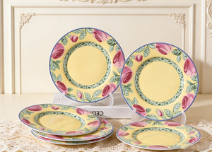 Hot Selling American Retro <b>Floral</b> Ceramic Plates, 6 Pieces in a <b>Box</b>, 22cm, for Gifts and Weddings - Product Image 5