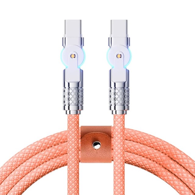 2026 Dual 180 Rotating Type-C Data Cable with 5A Fast Charging Nylon Braided for Mobile Phones