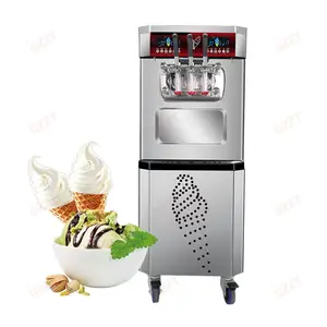 Máquina de helado de alto rendimiento de pie Gelato Helado Softy Cone Maker 304 de acero inoxidable de tres sabores, máquina automática de helados comerciales