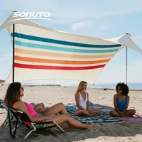 Tente de plage portable UPF50+ en Lycra avec ancrages par sacs de sable, auvent pare-soleil extérieur pour camping, pêche, pique-nique, grande taille, coupe-vent