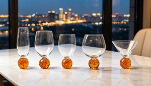 Ensemble de 3 verres à cocktail Raymond Amber, verres à <span class=keywords><strong>martini</strong></span> et à tulipe avec base sphérique 274ml 350ml 455ml pour bar et fête - Product Image 6
