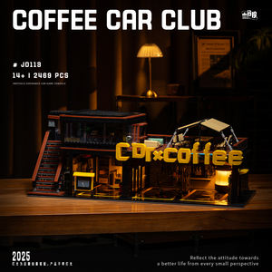 JD113 Vintage Car <span class=keywords><strong>Club</strong></span> Café Café Boutique & Réparation <span class=keywords><strong>Garage</strong></span> Blocs de Construction Kit Assemblage Modèle Auto Enthusiast Scène Briques Ensemble - Product Image 3