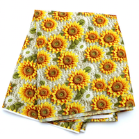 Tissu en toile de coton polyester imprimé imitation broderie tournesol, tissu imperméable pour sacs patchwork faits main DIY