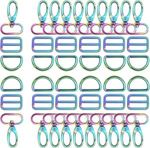 Rainbow Swivel Hook Claw Clasp Mm Slide <b>Strap</b> Buckle D Ring Adjuster Buckle For Dog Collar <b>Backpack</b> Purse Hardware - Product Image 1