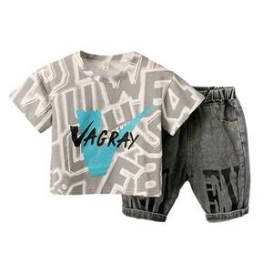 Ensemble de vêtements pour enfants très vendu, costume pour enfants, ensemble 2 pièces pour garçons, t-shirts et shorts pour enfants - Product Image 1