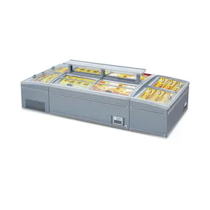 Supermarket Display Refrigerator Commercial chest freezers refrigerated island freezer with large capacity for supermarket used