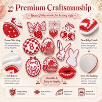 Patchs brodés thermocollants et à coudre Vintage Coquette, motifs Fraise, Cerise, Lapin, Chat, Talon, Martini, Cœur