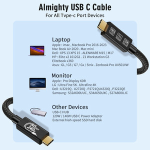 Cable <span class=keywords><strong>USB</strong></span> <span class=keywords><strong>Thunderbolt</strong></span> 5 DE 80Gbps tipo C <span class=keywords><strong>a</strong></span> tipo C, compatible con Cable de cargador rápido de 16K, transferencia de datos tipo C Gen4 de 240W para Macbook - Product Image 5