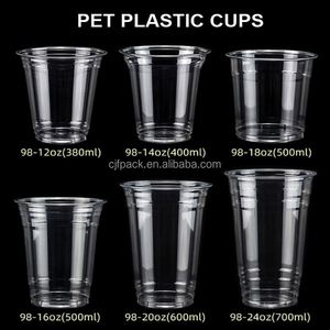 Factory Custom Logo Silk Screen Printed PET <b>Plastic</b> <b>Cups</b> Round Shape 12oz-32oz Sizes Iced Coffee Juice Smoothies Soda CJF Brand - Product Image 5